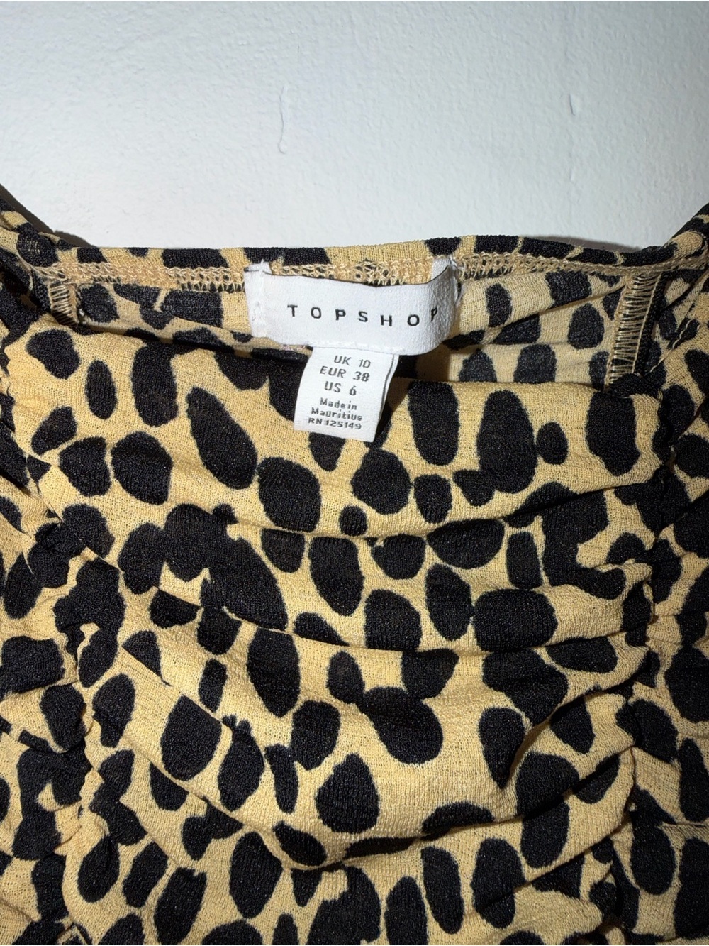 Topshop Black and Beige Leopard Print Blouse